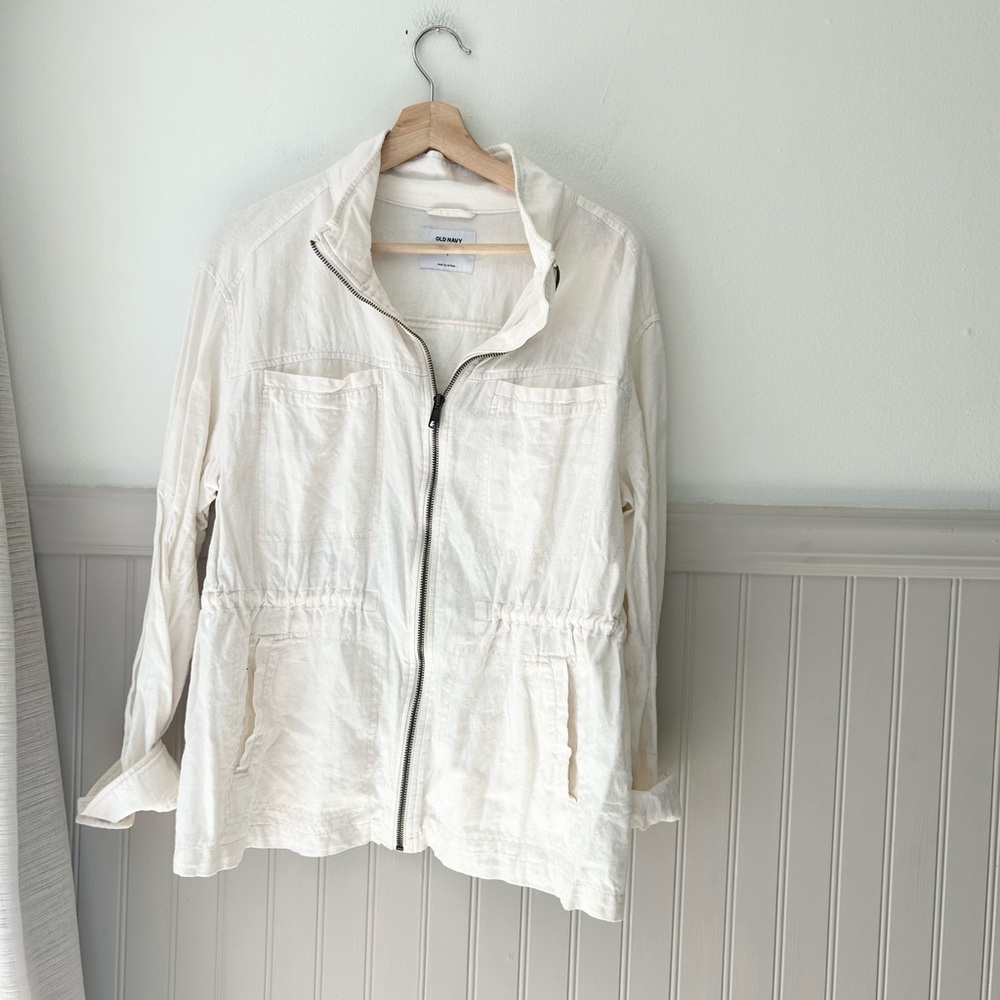 Old Navy Women's Large Lightweight Linen-Blend Utility Jacket